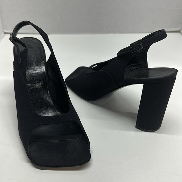 Robert Clergerie Heels High Heel Shoes Square Open Toe Ankle Strap Black Size 8 - Picture 1 of 11
